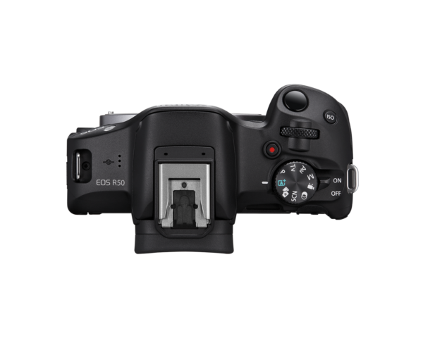 نمای بالای Canon EOS R50 نمای بالای دوربین کانن EOS R50 و کلیدهای کنترل