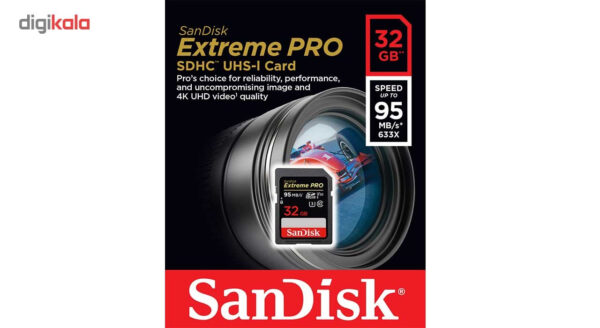 نمای تکمیلی کارت حافظه سن دیسک Extreme Pro 32 گیگابایت