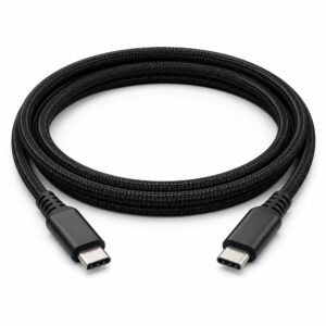 کابل USB-C به USB-C فست‌شارژ ۱۰۰ وات مشکی روی زمینه سفید